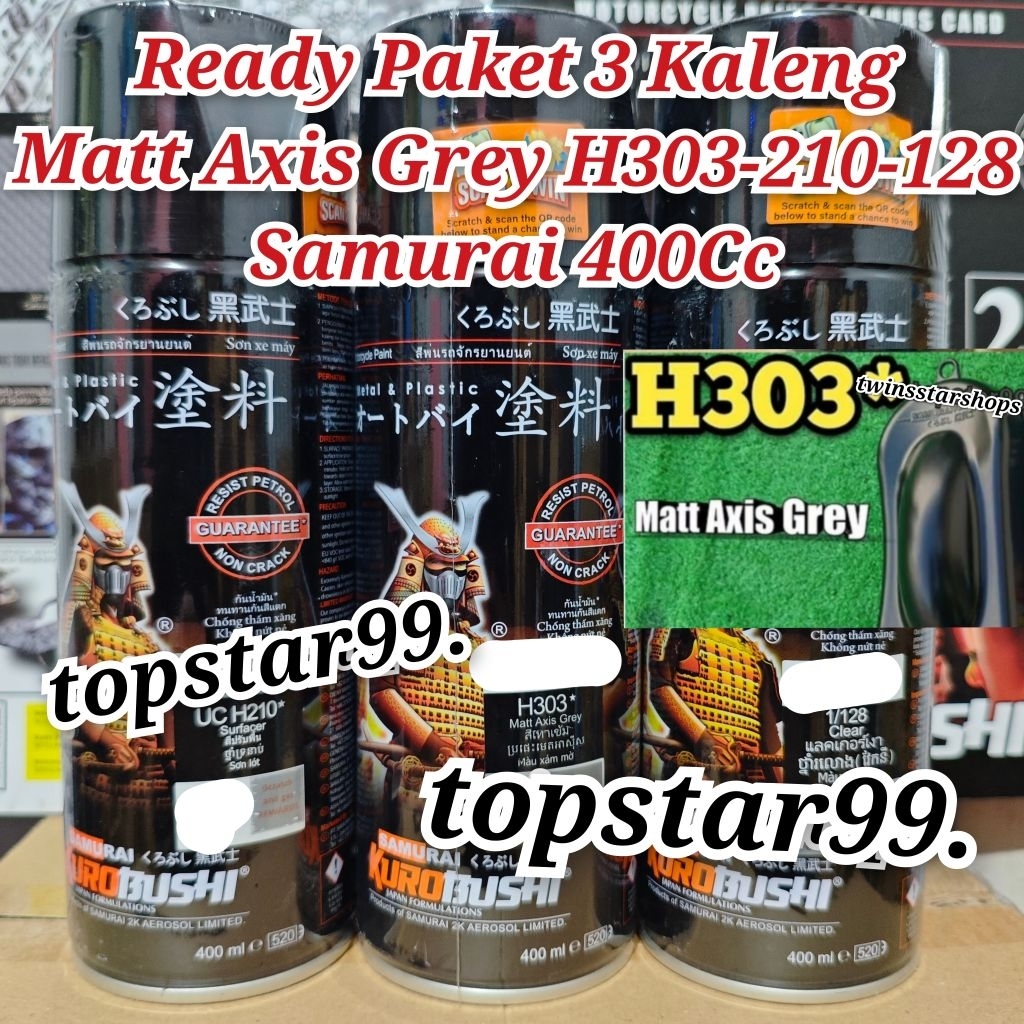 Pilok Pylox Cat Samurai Paket 3 Kaleng Matt Axis Grey H303 Abu Tua Metalik 303 Epoxy Surfacer UC H21
