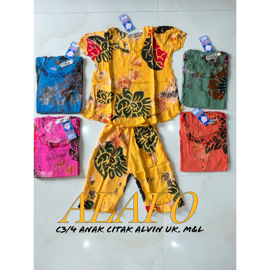 BAJU TIDUR NYAMAN C3/4 ANAK UK.S-XL BATIK ALVIN CITAK