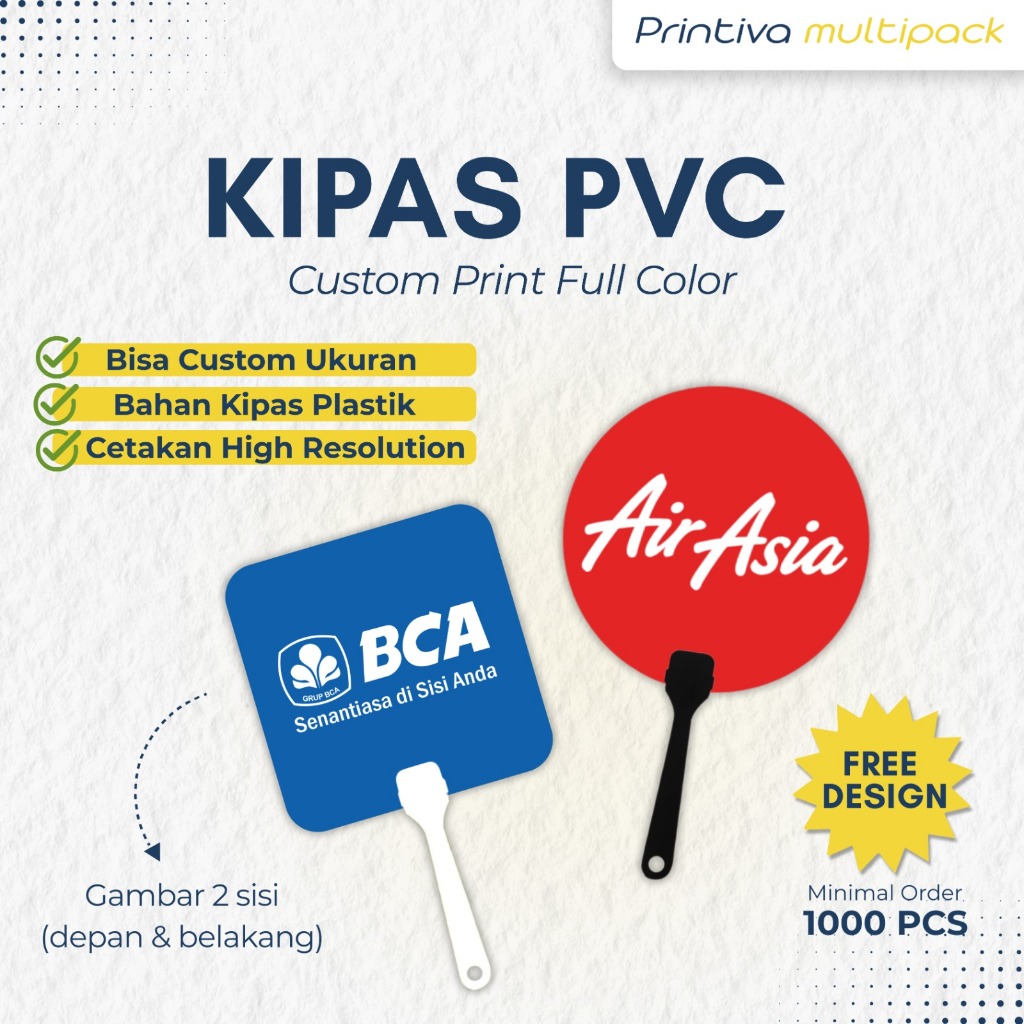 Kipas Custom PVC, Kipas Tangan PVC/PP Custom, Souvernir Custom