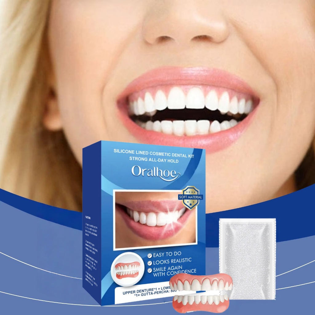 Gigi palsu instan silikon tahan lama fleksibel Gigi gingsul palsu lepas pasang Gigi palsu lepas pasa