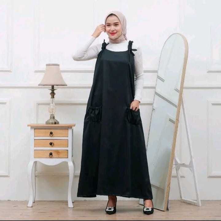 KEIKO OVERALL - GAMIS MODEL OVERALL SAKU DEPAN POLOS - KOREAN STYLE KEKINIAN JUMBO XXL