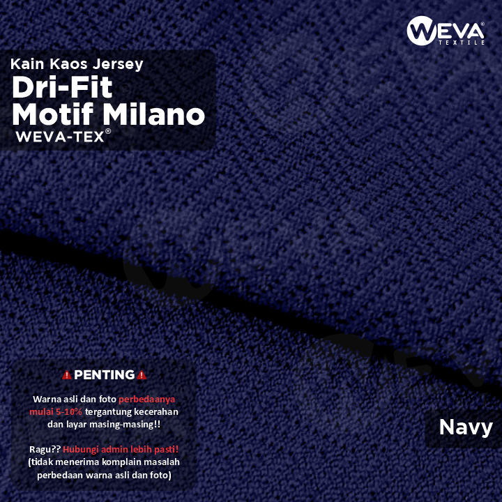Bahan Kain Jersey Dryfit Milano Navy - Kain Drifit Weva Textile