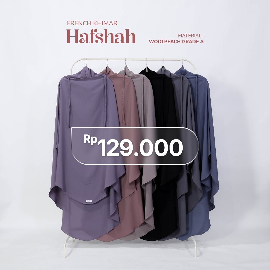 French Khimar Hafshah ORI HIJAB HAYURI   French Khimar Syar'i Cadar wolfis grade A WOOLPEACH