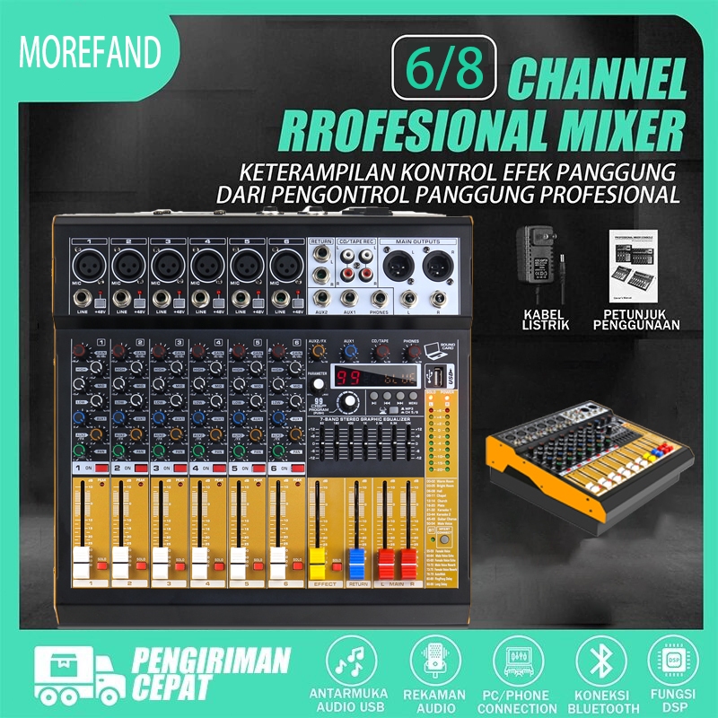Mixer 6 chanel/mixer audio/99DSP 6 chanel mixer mini /Amplifier Bluetooth Mini profesional/Soundcard