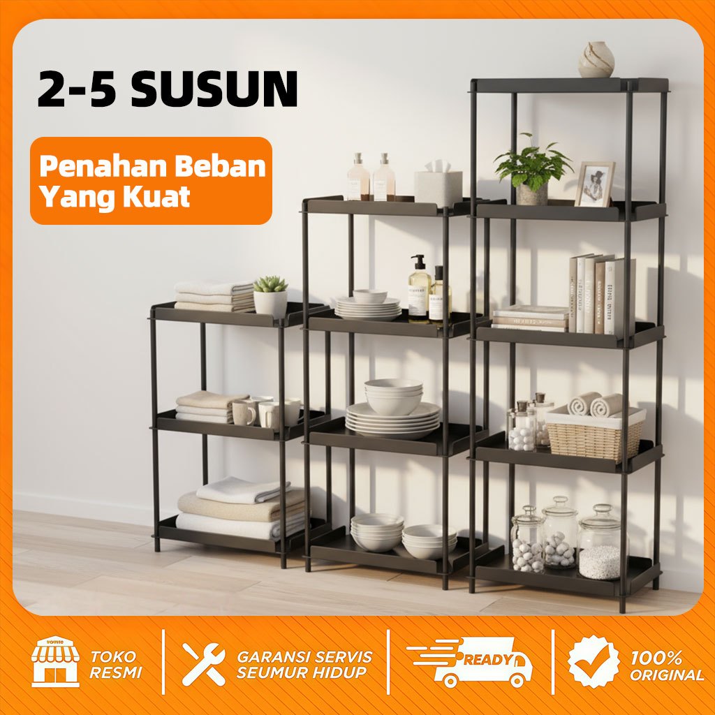 Rak Sepatu Susun 4 Tingkat Serbaguna Rak Piring Dapur Bumbu Minimalis Estetik Stainless Rak Buku
