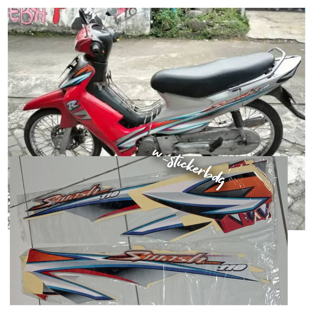 Striping Stiker Lis Suzuki Smash R 2005 Merah Silver