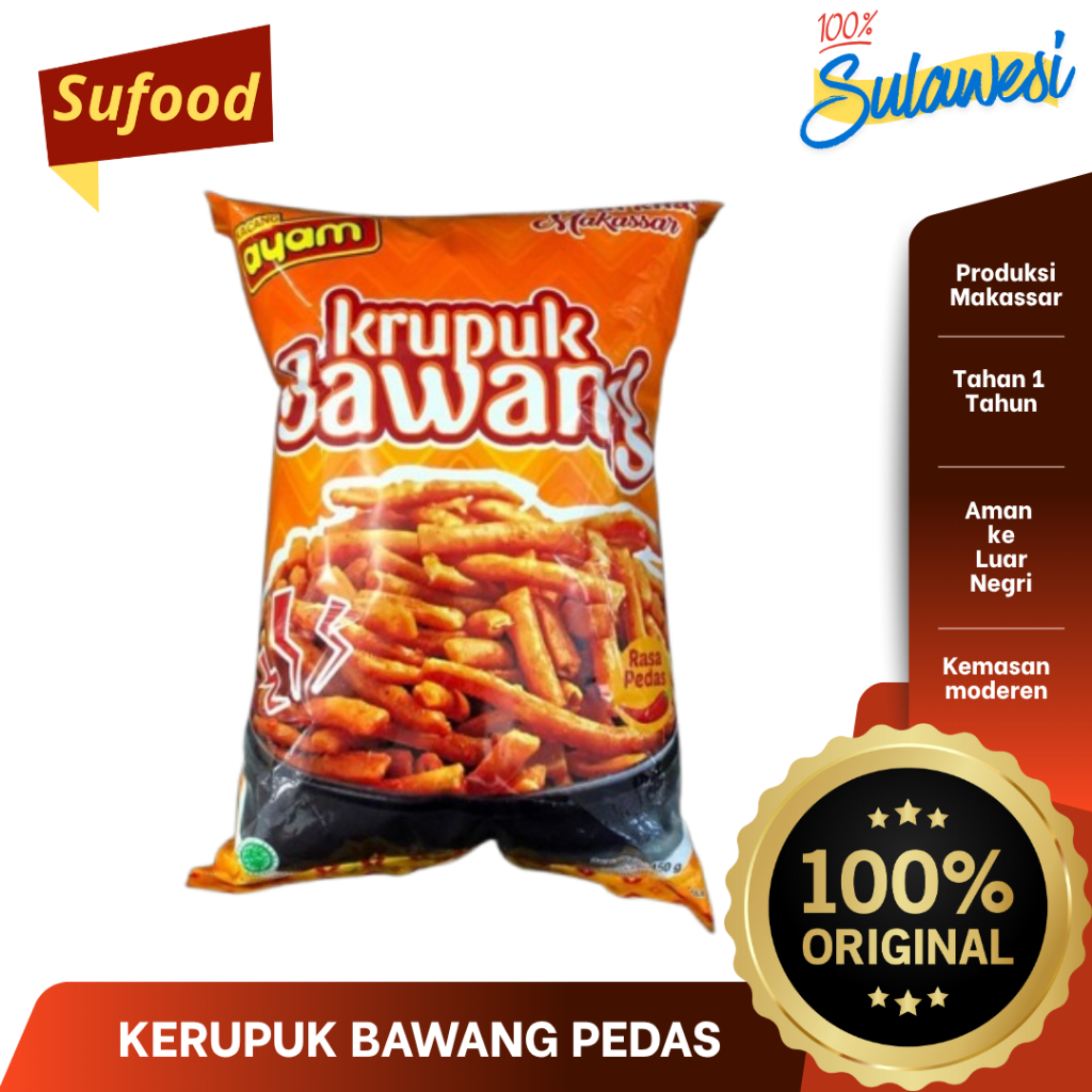 Ayam Kerupuk krupuk bawang khas Makassar Cap Ayam