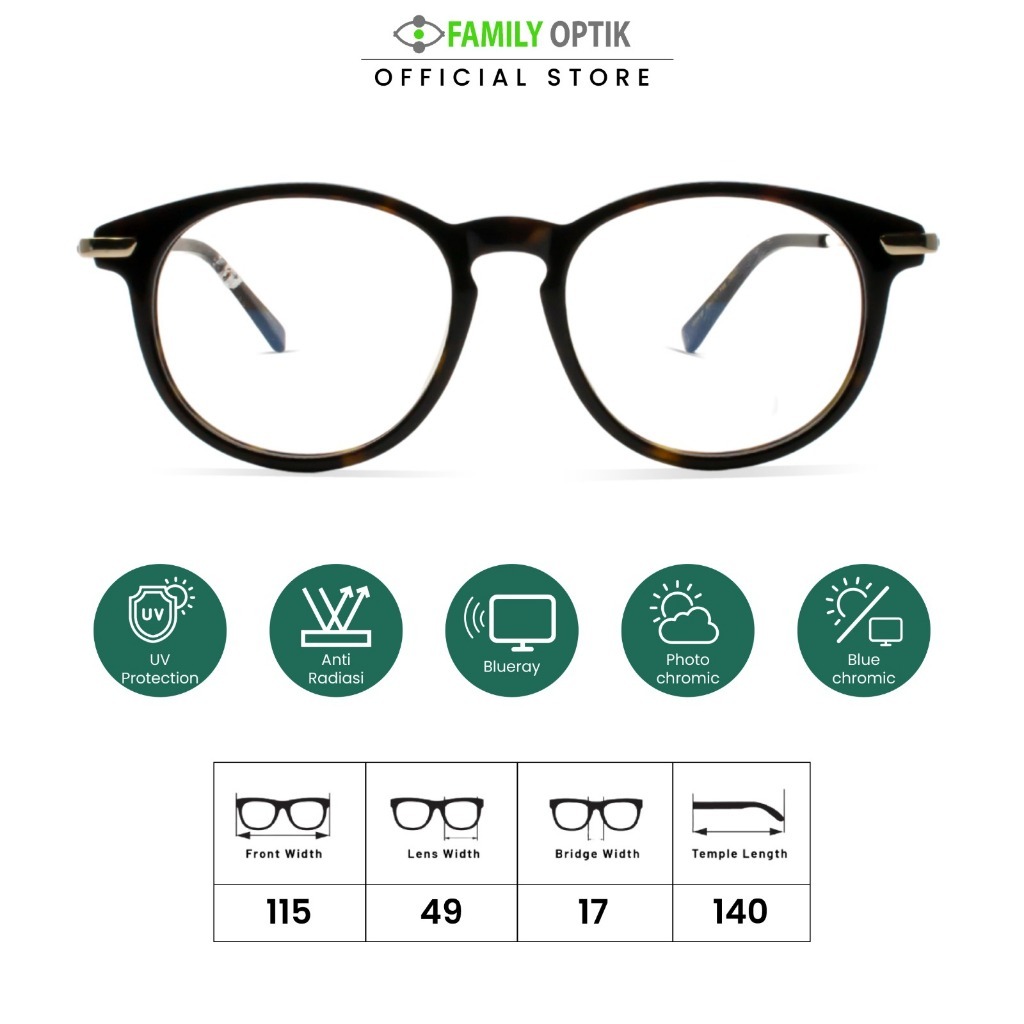 Family Optik - Kacamata Vintage Blueray Photocromic Anti Radiasi 160410