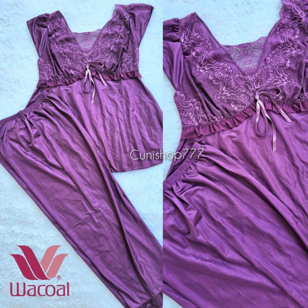 BAJU TIDUR WACOAL LINGERIE ATASAN CELANA PANJANG SET L SEXY PIYAMA RENDA LACE CNJ 1782