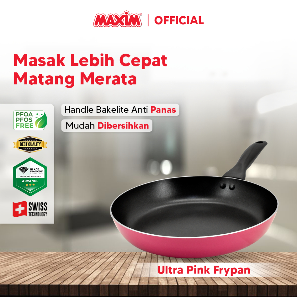 Maxim Ultra Pink Wajan Teflon Anti Lengket 20cm Frypan