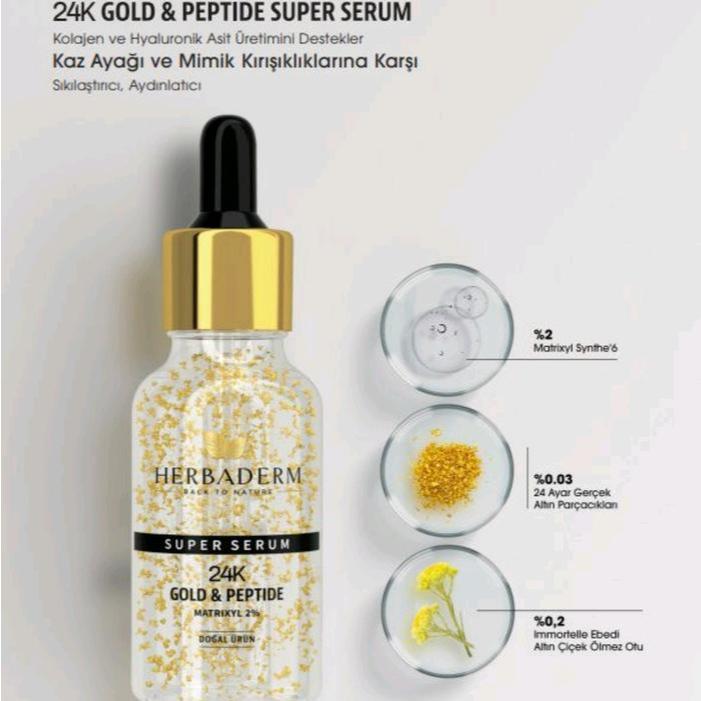 HERBADERM FACE GOLD SERUM 24K PERAWATAN MENGENCANGKAN MENCERAHKAN WAJAH KERUTAN MUKA