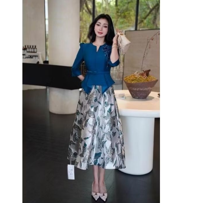 dress jaguar Emerald blue dan merah menawan