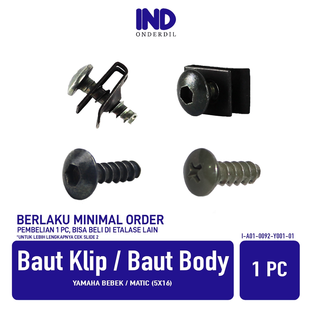 1 PC Baut Klip Body Yamaha Matic Bebek Mio Sporty Smile M3 Z S 5 TL Soul GT 115 125 X Ride Jupiter M