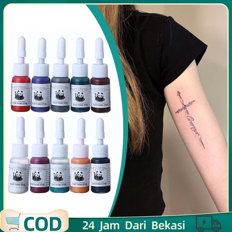 10 Warna Tinta Tato Warna Original 100% Tinta Tato 1 Set Tinta Tattoo Set Tinta Tato Satu Set