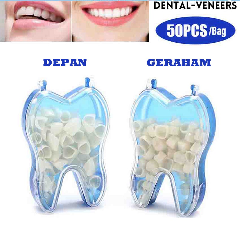 Isi 50Pcs CROWN MAHKOTA SARUNG GIGI Anterior Posterior - Penambal Tambah Gigi Palsu Gigi Ompong - Te