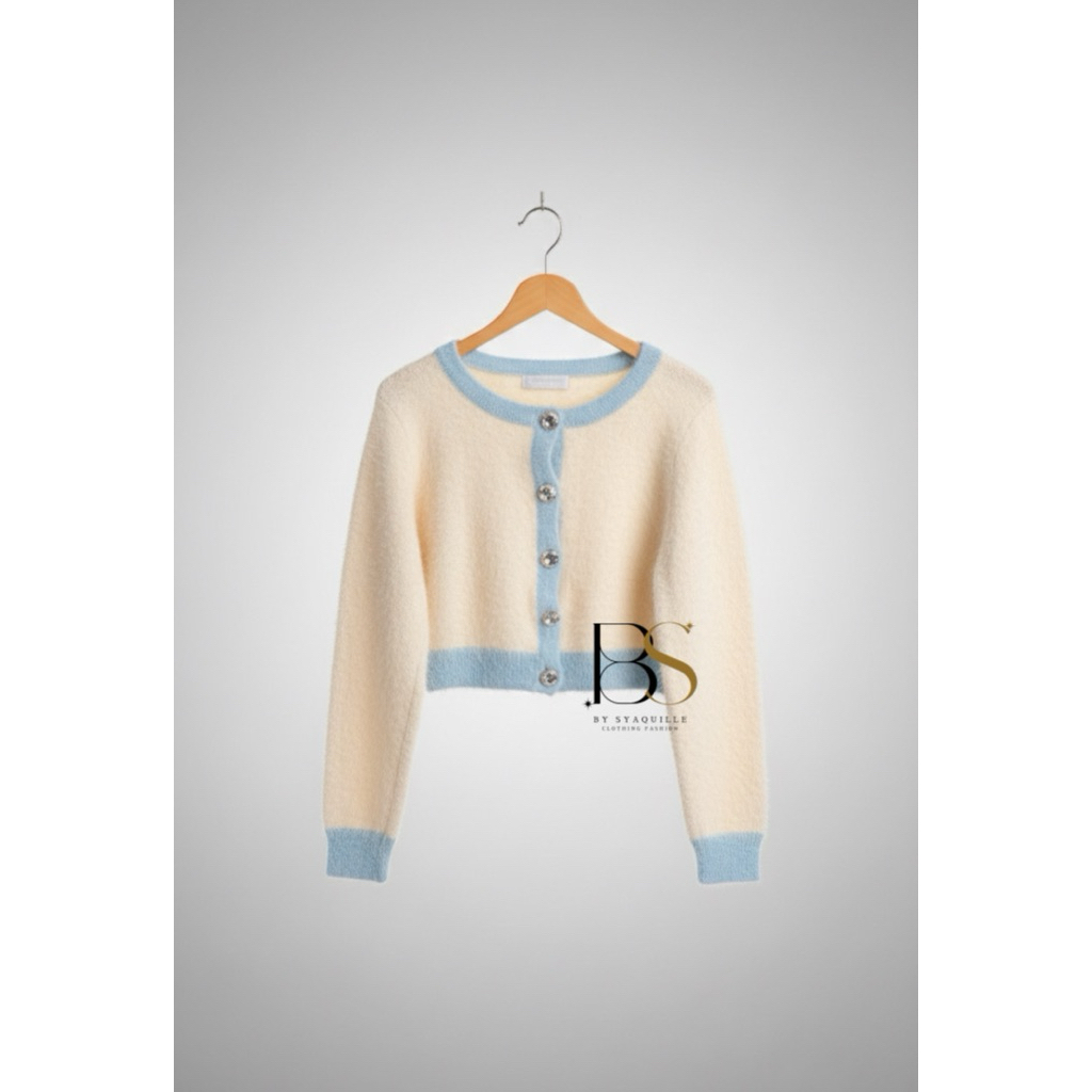 Cardigan Crop Fuzzy Cream