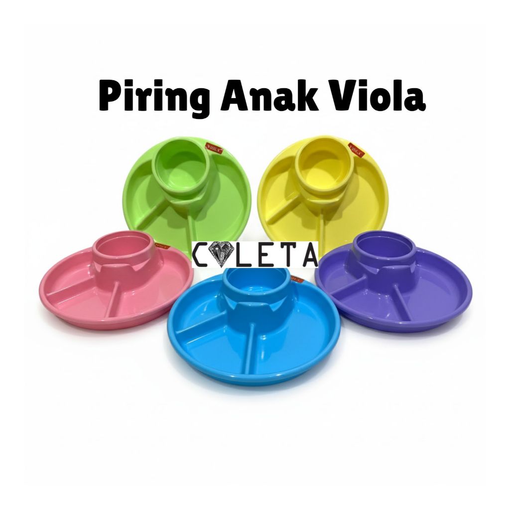 PIRING MAKAN ANAK / PIRING MAKAN BAYI PLASTIK VIOLA / PIRING MAKAN PLASTIK SEKAT 4 / Piring Makan An