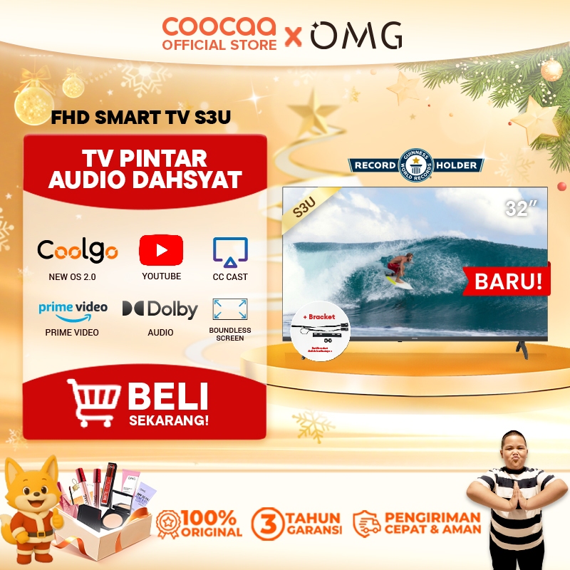 [+ BRACKET] COOCAA 32 inch Smart TV S3U - Digital TV - Dolby Audio - Youtube - Mirroring -  Flick Fr