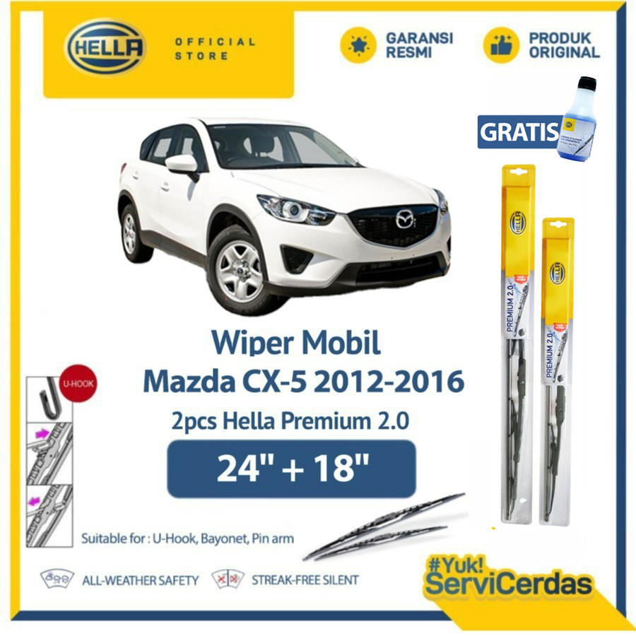 Wiper Mobil Mazda CX-5 24” + 18” (2pcs) - HELLA Premium 2.0