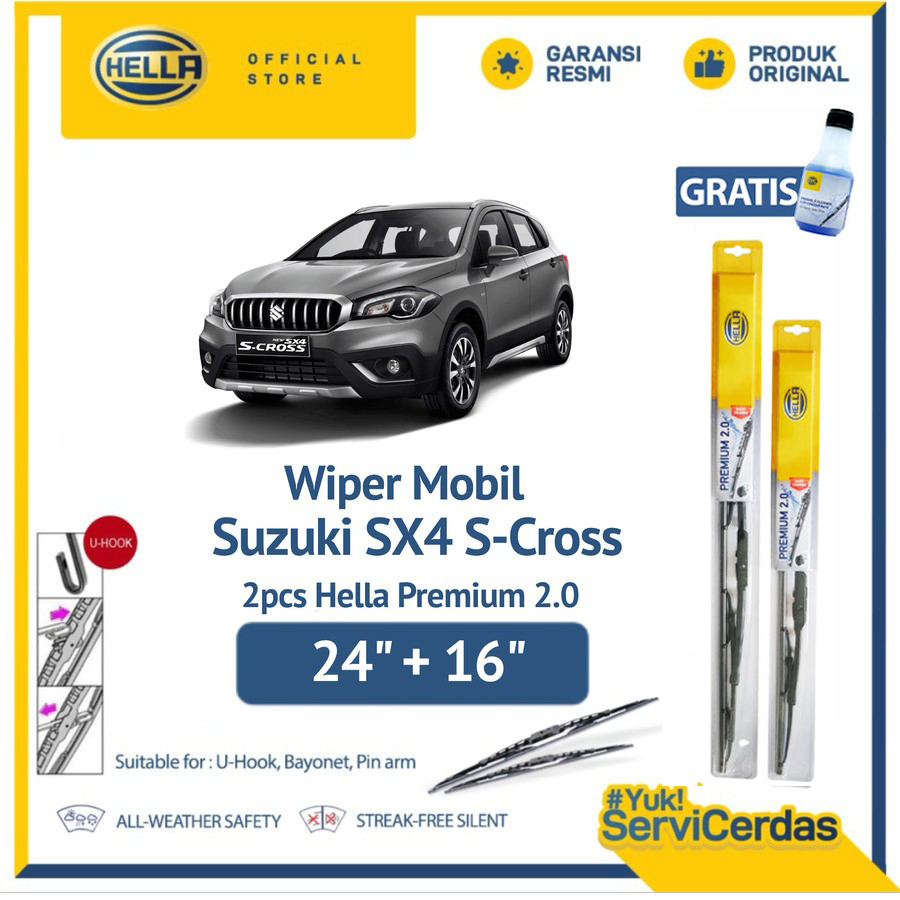 Wiper Mobil SUZUKI SX4 SXS-Cross 24” + 16” (2pcs) - HELLA Premium 2.0