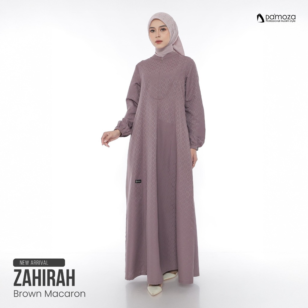 DAMOZA | Zahirah Brown Macaron | Gamis | Dress Damoza / ORI 100%