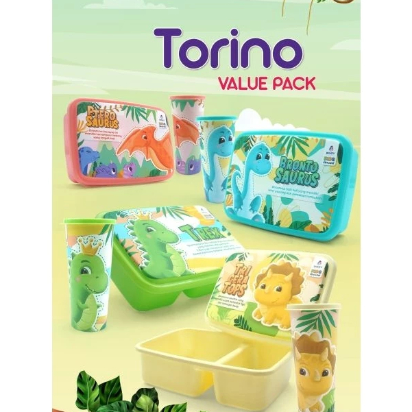 Lunch Box Set Torino / Tempat Makan dan Tumbler Set Dinosaurus
