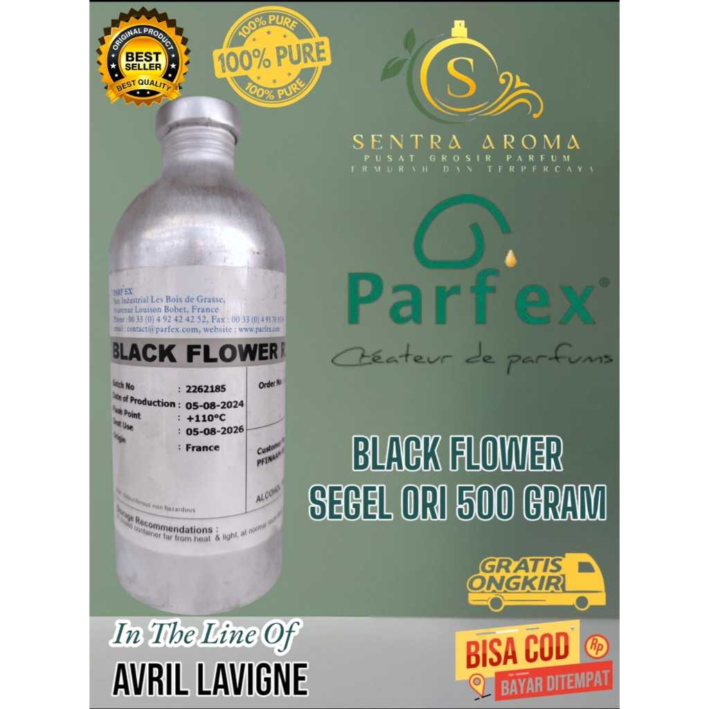 BLACK FLOWER ~Avril Lavigne~ BY PARFEX BIBIT PARFUM KEMASAN SEGEL KALENG 500GRAM ( ORIGINAL )