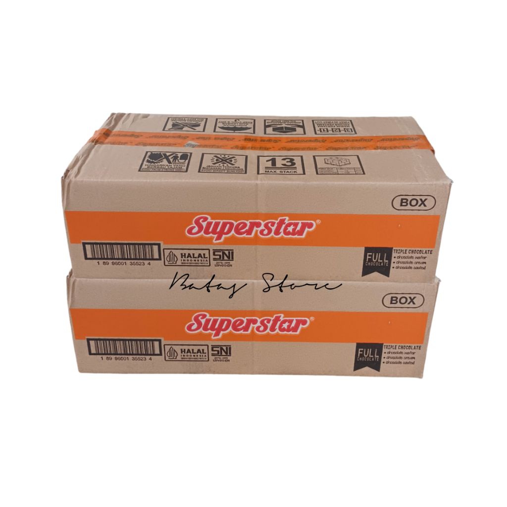 Wafer Coklat Superstar – 1 Dus Isi 8 Box (160 Pcs) | Wafer Renyah & Coklat Lezat