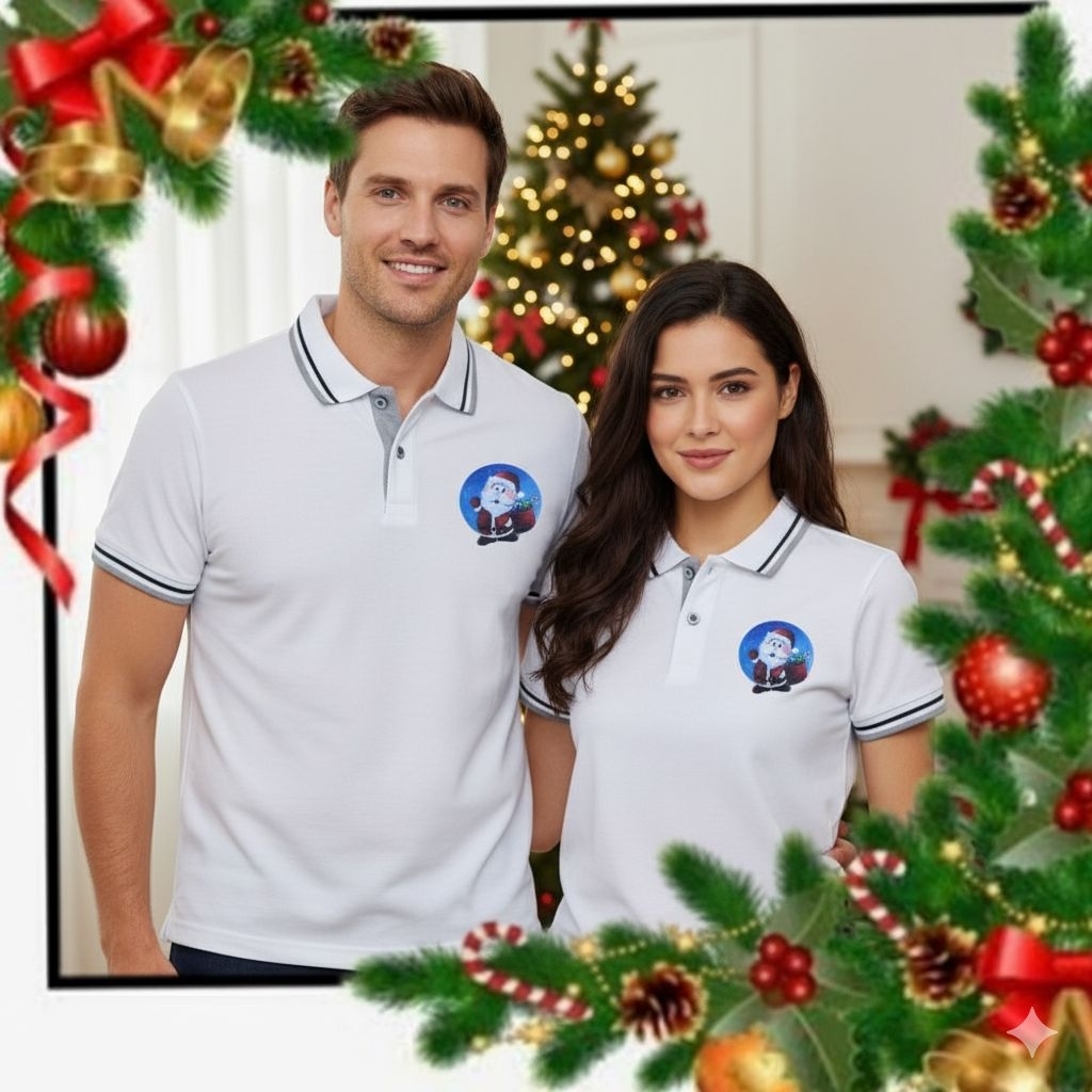 Kaus Baju Kerah Natal Santa Claus Dewasa Kaos Rohani Kristen Atasan Pria Wanita
