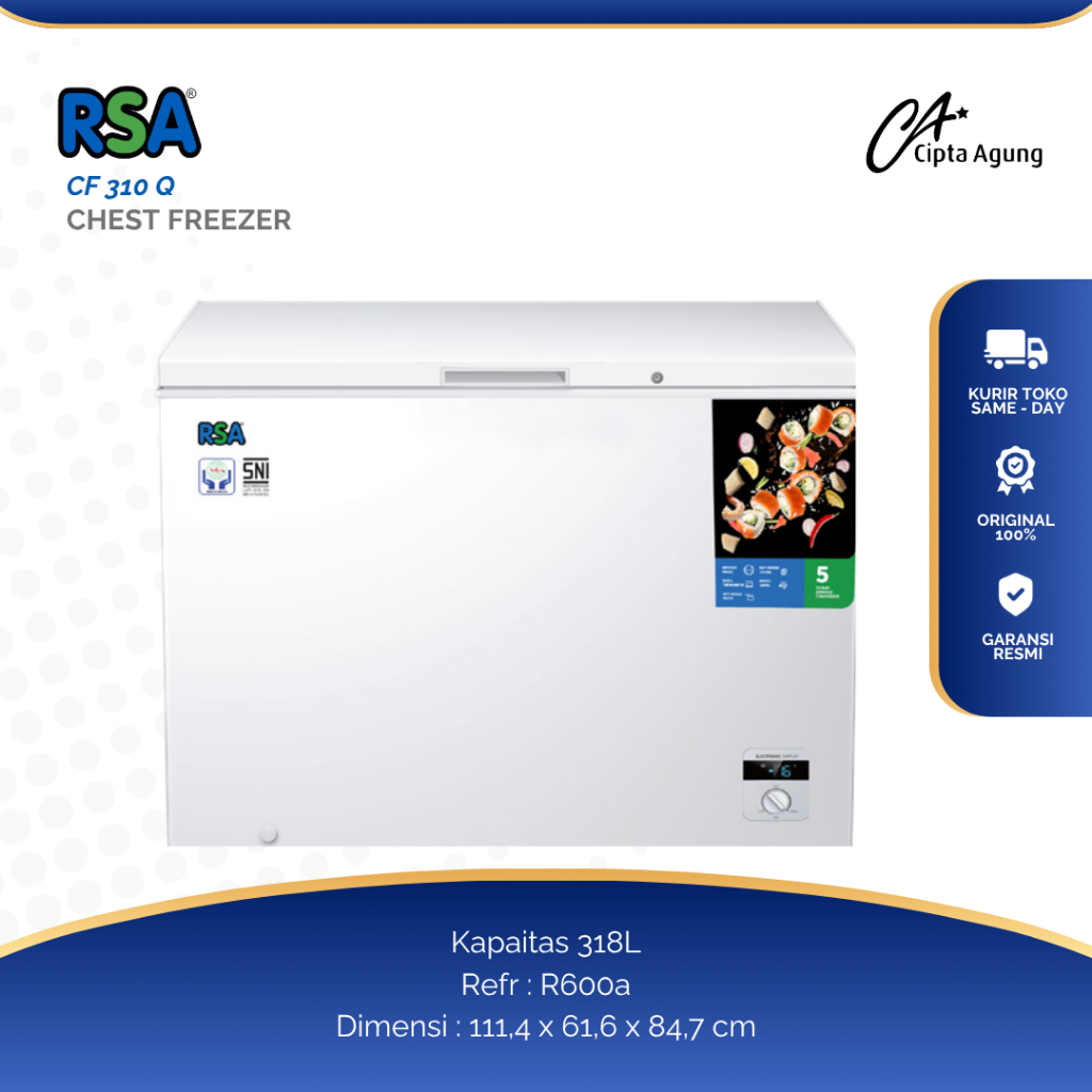 RSA CHEST FREEZER 310 L RSA CF 310 Q CF-310Q CF310Q FREEZER BOX RSA FREEZER GARANSI RESMI