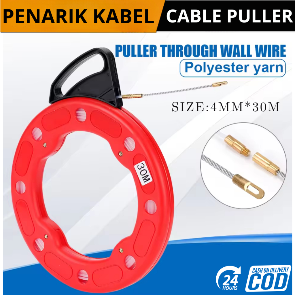 Penarik Kabel Gulung Nylon Cable Puller 30 Meter Fiberglass Conduit