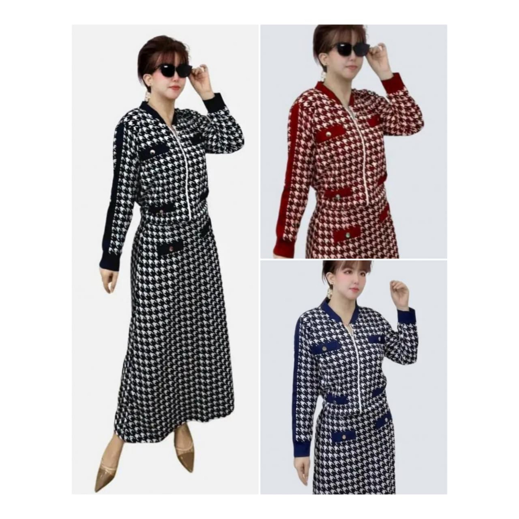 YM yimie fashion setelan oneset wanita dewasa || YM 23 - set ghina abstrak & rok (produk lokal)