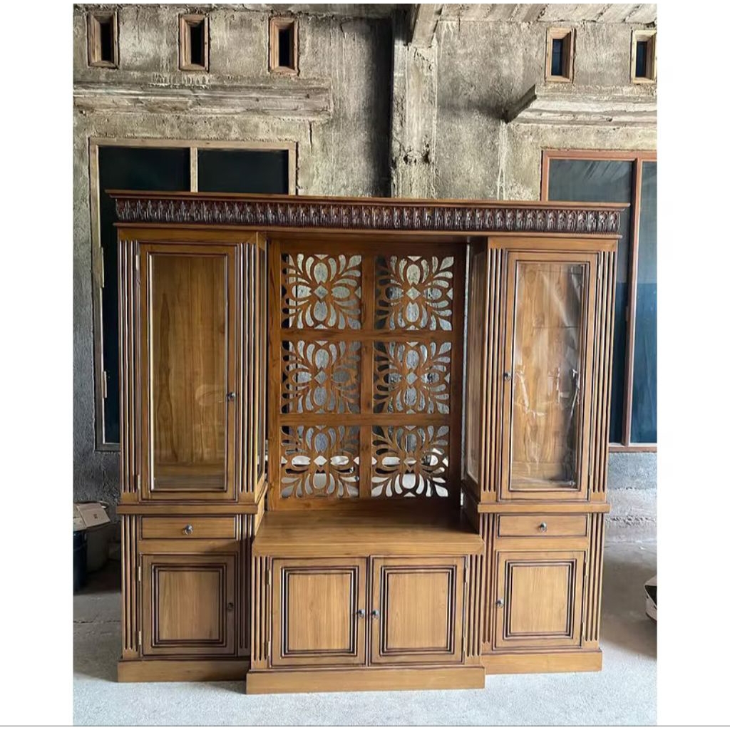 bufet partisi jati/bufet tv jati kolibri/bufet pajangan kayu jati minimalis