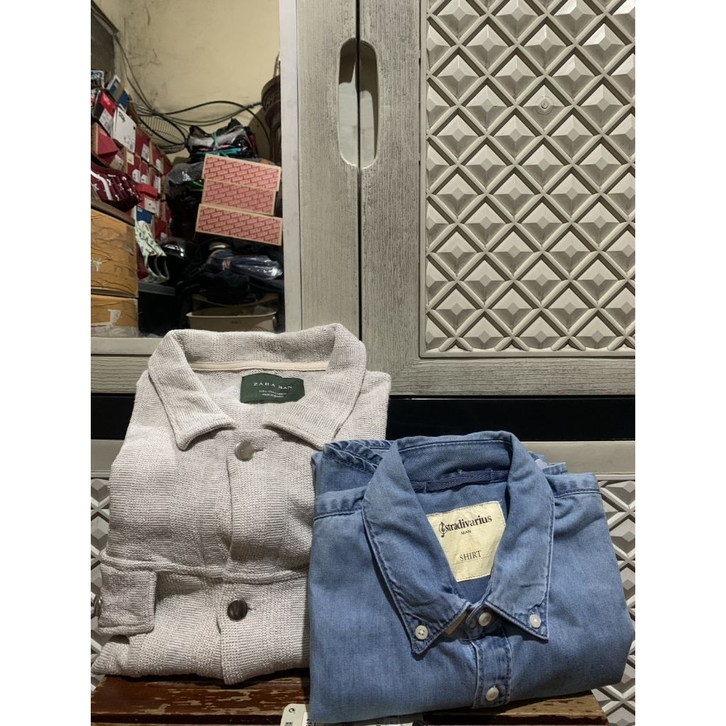 ORIGINAL CARDIGAN RAJUT ZARA JACKET OVERSHIRT STRADIVARIUS DENIM STRETCH