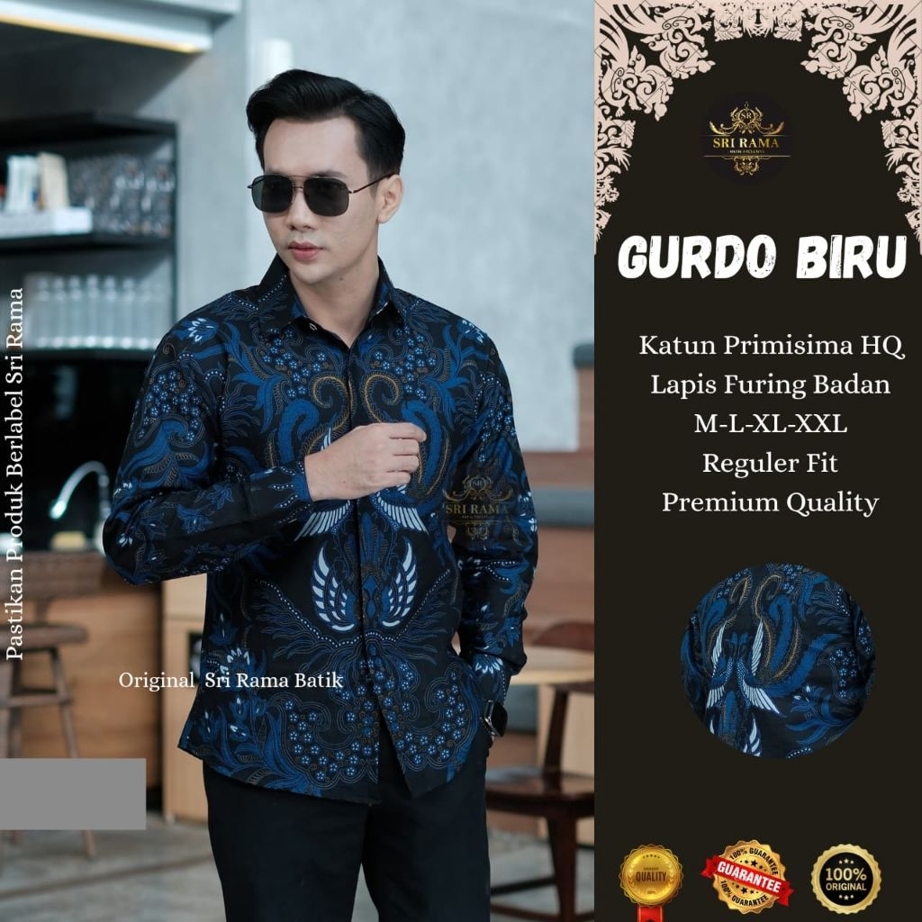 Baju Kemeja Batik Pakaian Atasan Busana lelaki cowok pria laki-laki dewasa Lengan Panjang Motif Eleg