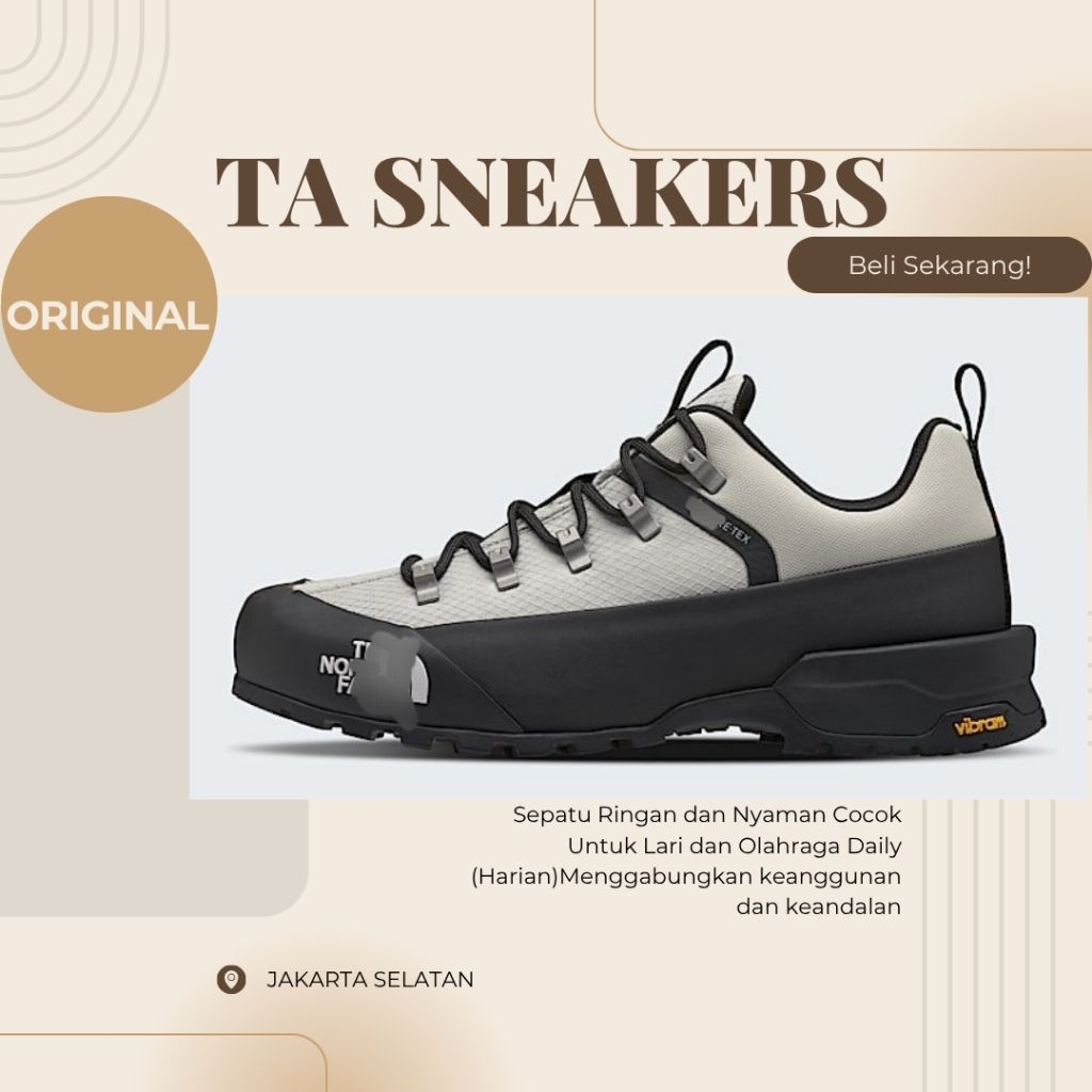 Sepatu Hiking Tnf Glenclyffe Original Low GTX White Black Olahraga Mendaki Gunung