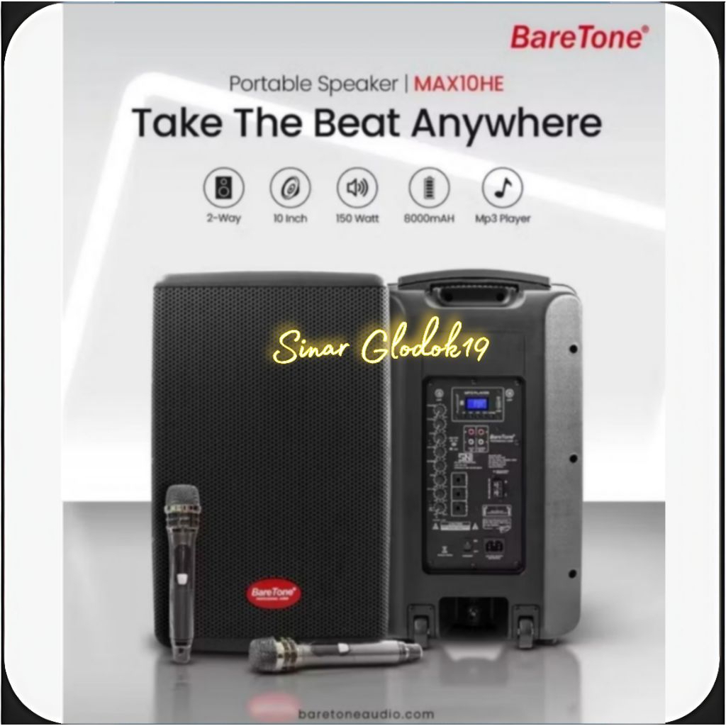 SPEAKER AKTIF PORTABLE 10 INCH BARETONE MAX10HE ORIGINAL