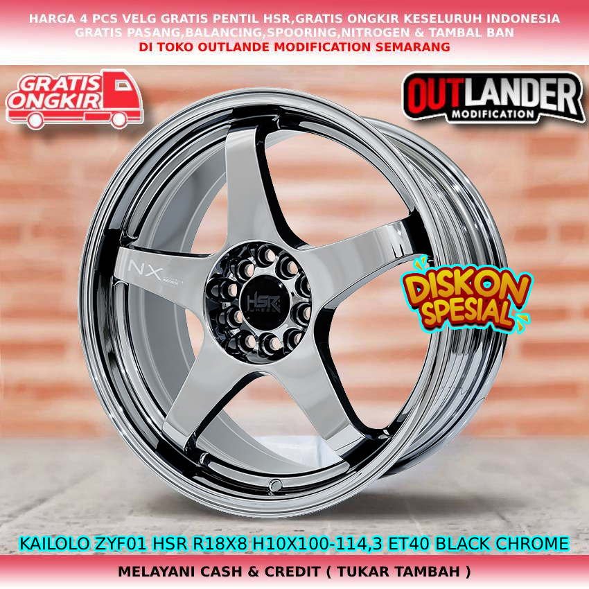 Velg black chrome ring18 untuk mobil new veloz| new xenia| new livina| dll velg hsr kailolo R18