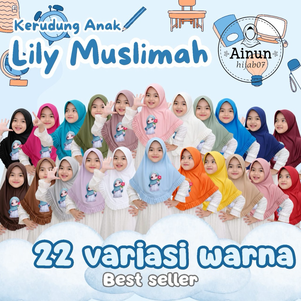 Kerudung Anak Lily Muslimah Wanita-Jilbab Anak Perempuan TK-Jilbab Anak Perempuan SD