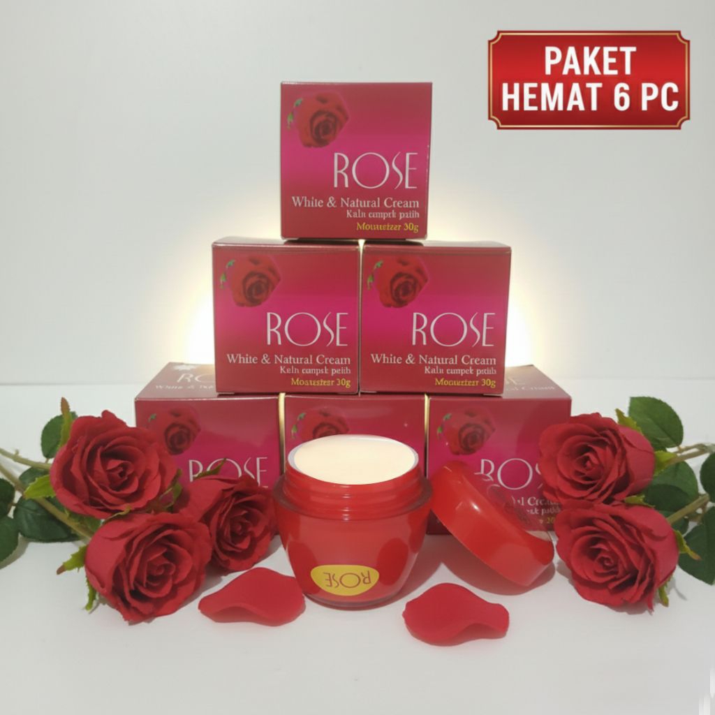 Rose White & Natural Cream 6 Pcs Krim Wajah Mencerahkan Dan Melembapkan Paket Hemat Aurora Skin Lab