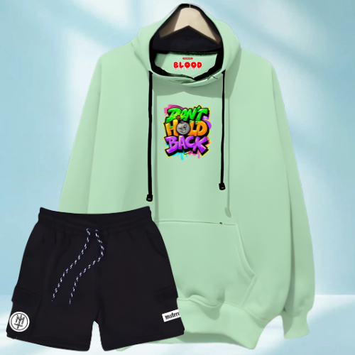 One Set Jumper Hoodie Pria dan Celana Cargo Pendek Maternal Terbaru Blue Shop ID. II Setelan Sweater