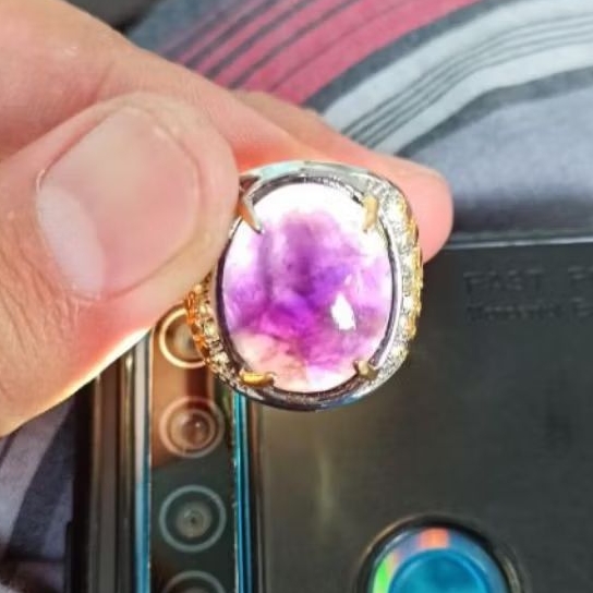 Cincin batu Akik Serat Kecubung Wulung Natural 100% Asli