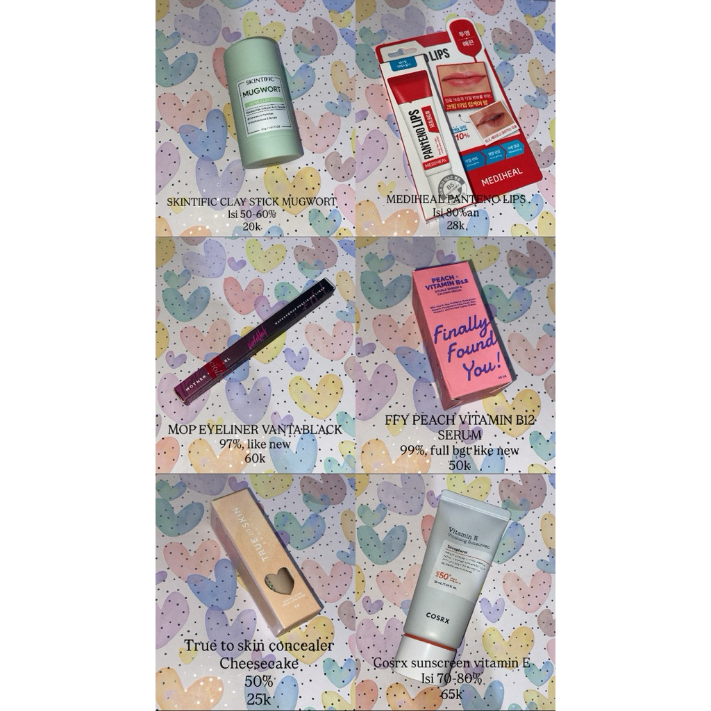 Preloved make up skincare Rhode lip peptide, Clarins lip oil, Rare beauty luminizer,Mother of pearl 