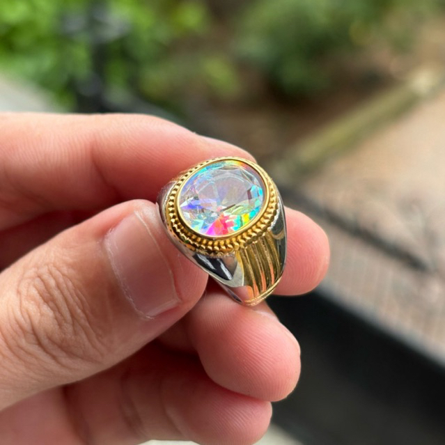 cincin Batu kalimaya pelangi cutting