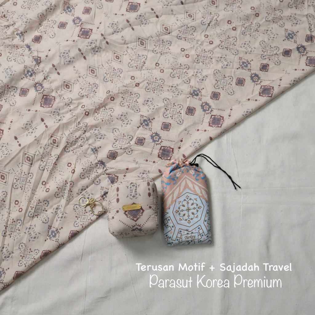 Full Set Mukena Terusan Parasut Premium 2in1 + Sajadah Traveling Motif Kashmeer