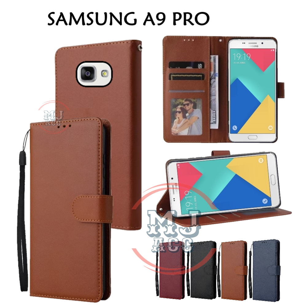FlipCase Samsung A9 Pro Leather Case Wallet Premium Casing Hp SAMSUNG A9 PRO Cover Ponsel