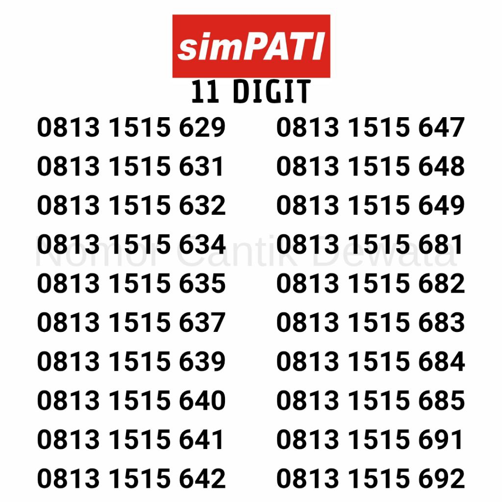 Nomor Cantik Simpati Kartu Perdana Telkomsel Nomer Cantik 11 Digit Seri 777
