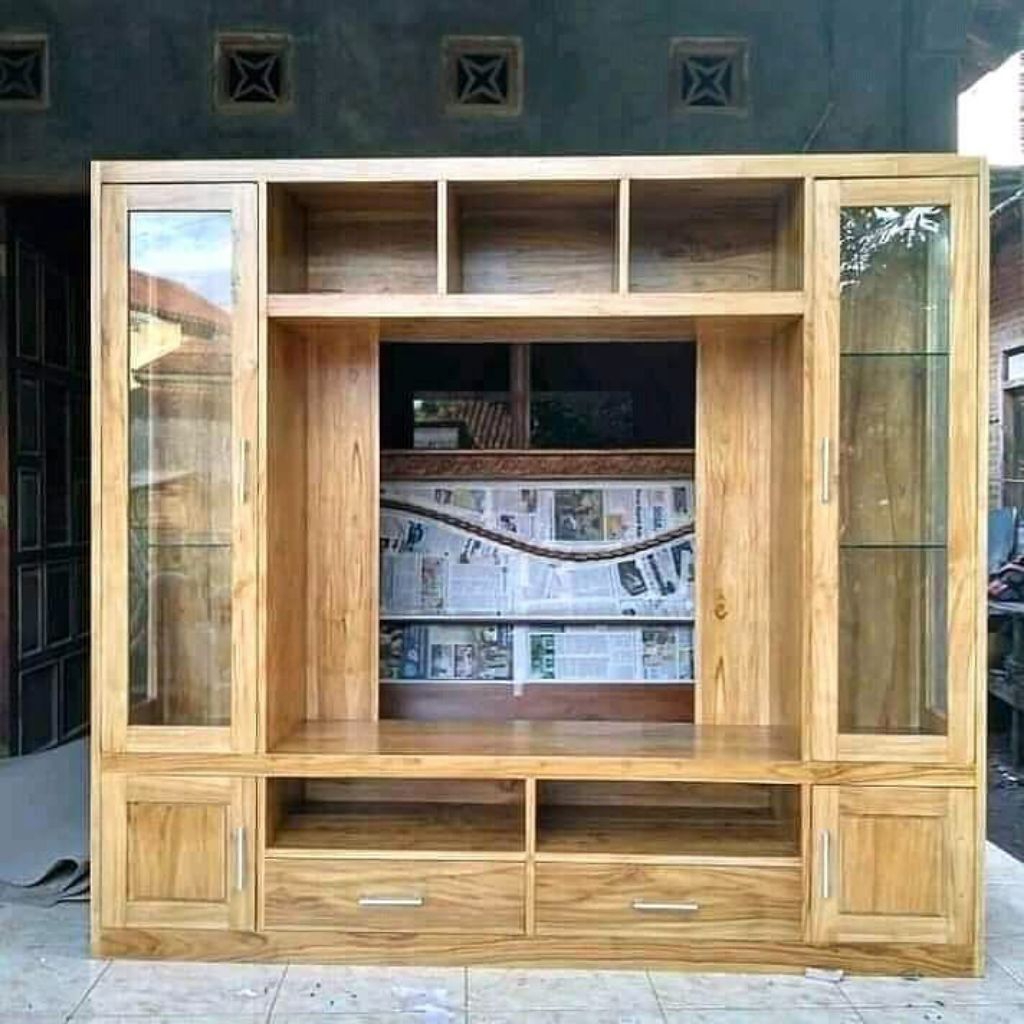 bufet partisi jati custom ukuran 180x200/bufet tv jati custom
