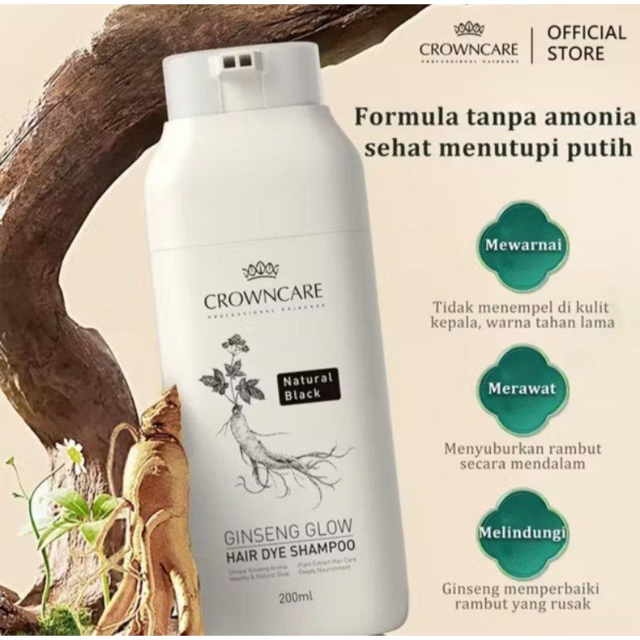 Crowncare Pneuma Ginseng Shampoo Pewarna Rambut - Hair Coloring Shampo Penghitam Rambut Uban, Cat Ra