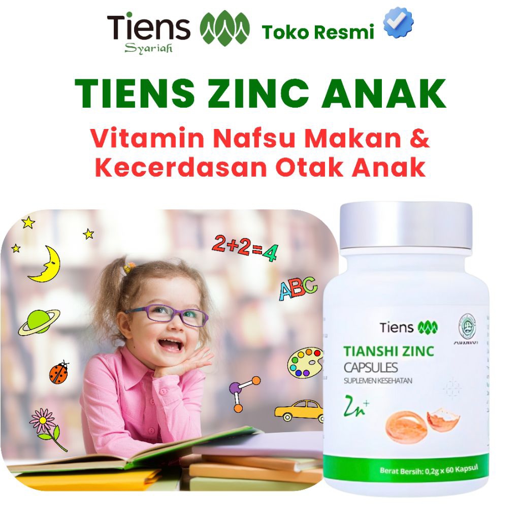 Zinc Tiens Anak Original  Vitamin Napsu Makan dan Kecerdasan Otak Anak